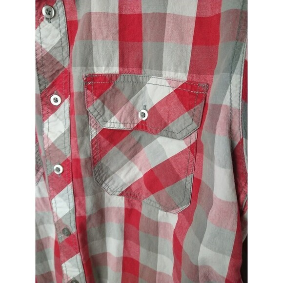 Eighty Eight Men's Red Grey Check Long Sleeve Shirt. Size S - Picture 3 of 10